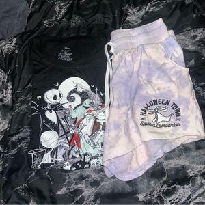 Disney Black and Purple Nightmare Before Christmas t shirt & shorts Set medium
